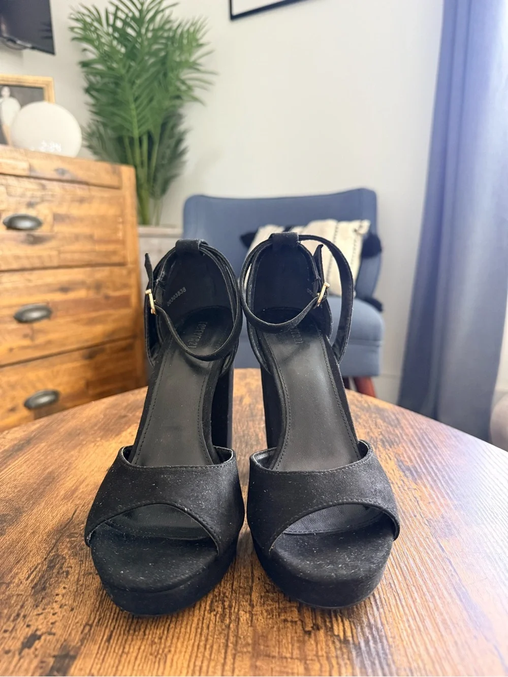 Women’s Black Platform Block Heel Sandals - Classic Ankle Strap